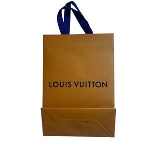 Louis Vuitton Orange Shopping Bag with Blue Handle